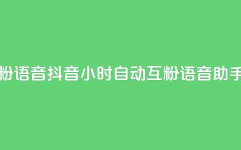 抖音24小时挂机互粉语音 - 抖音24小时自动互粉语音助手使用指南~ 第1张 抖音24小时挂机互粉语音 - 抖音24小时自动互粉语音助手使用指南~ 第1张